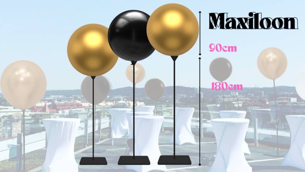 Maxiloon: Enkelt att sätta upp och imponerande att se – Stora ballonger på pelare för både inomhus- och utomhusevenemang.